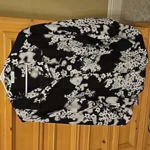 CK B&W Floral Button-Up Blouse